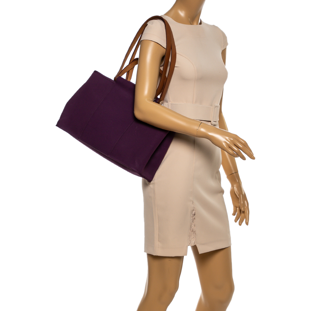 

Hermes Purple Toile Canvas Cabag Elan Tote