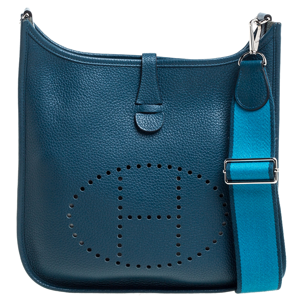 Pre Owned Hermes Collert Taurillon Clemence Leather Evelyne III PM Bag