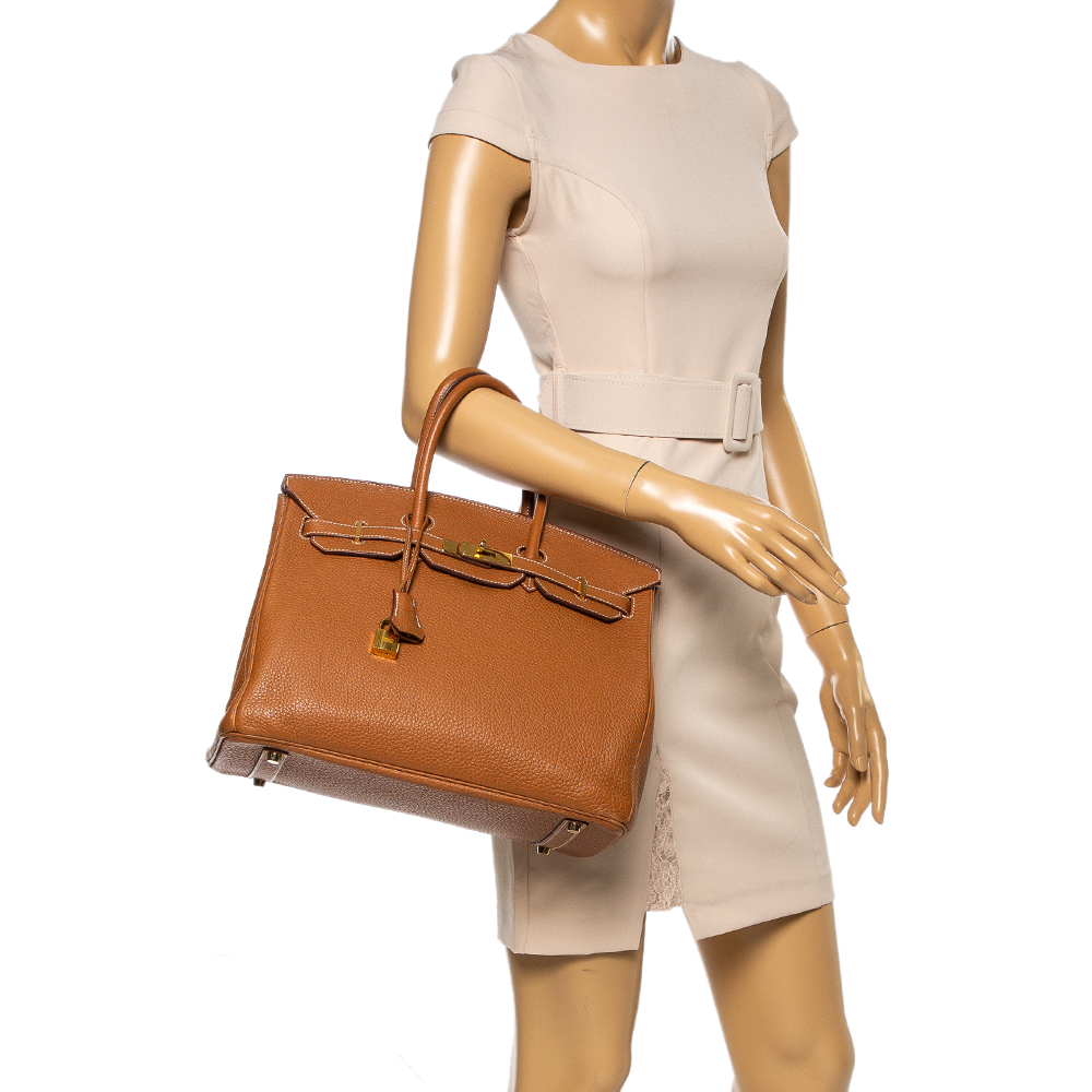 

Hermes Gold Togo Leather Gold Hardware Birkin 35 Bag, Brown