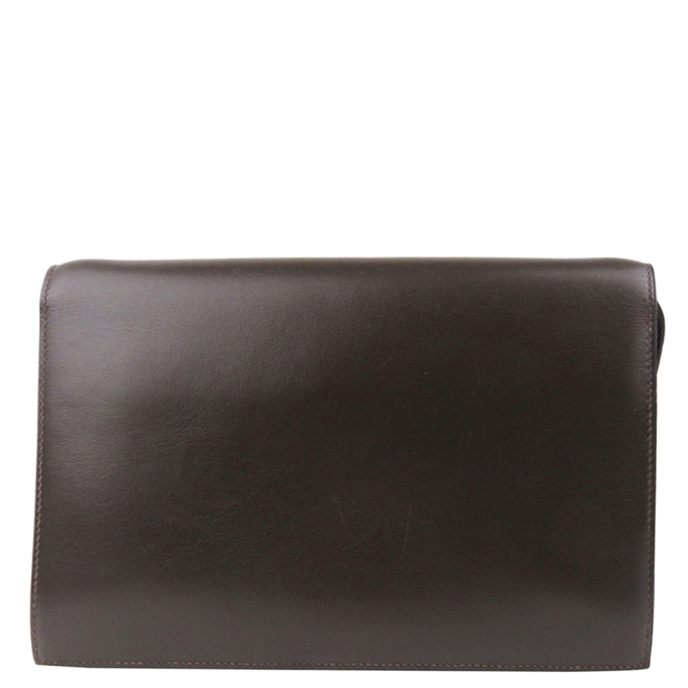 

Hermes Brown Leather Box Annie Bag