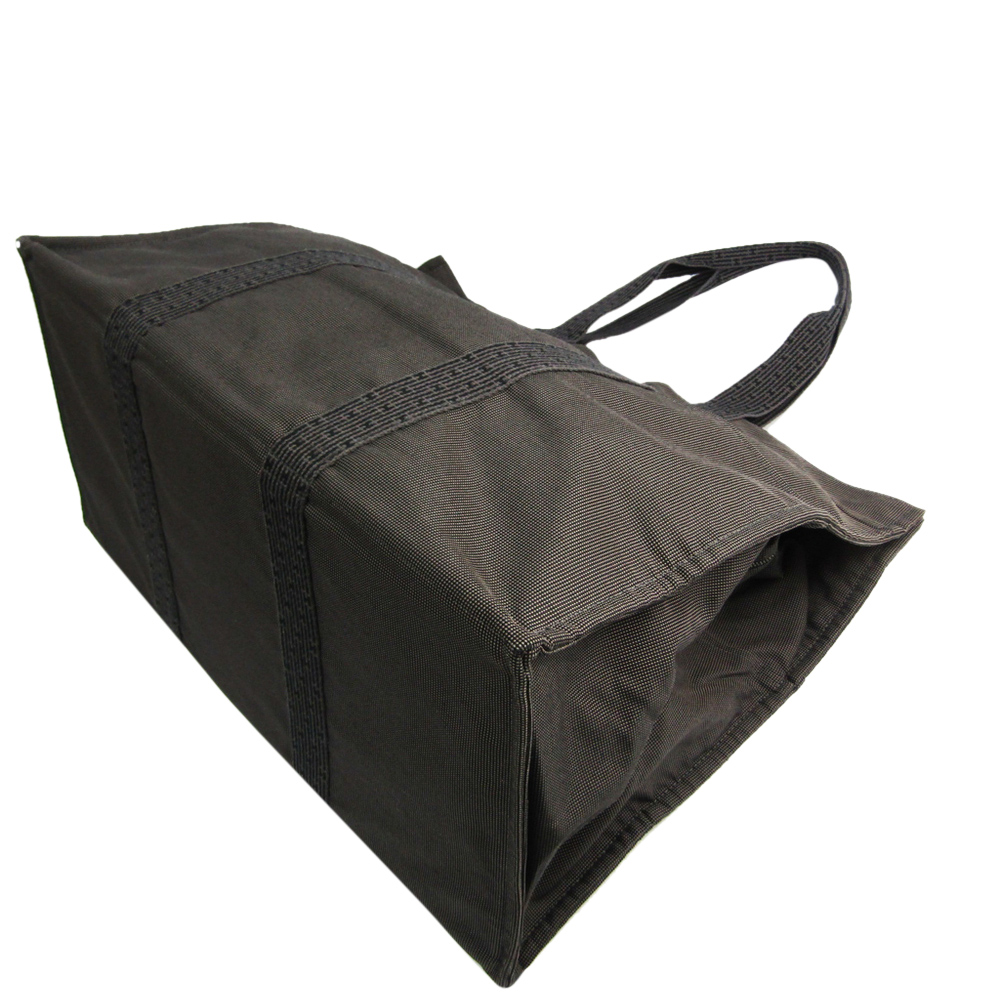 

Hermes Grey Canvas Herline GM Tote Bag, Black