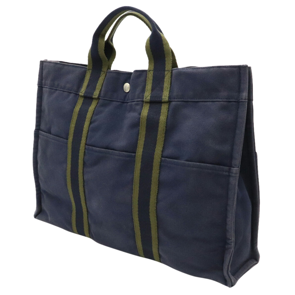 

Hermes Navy Blue Fourre Tout MM Tote Bag, Green