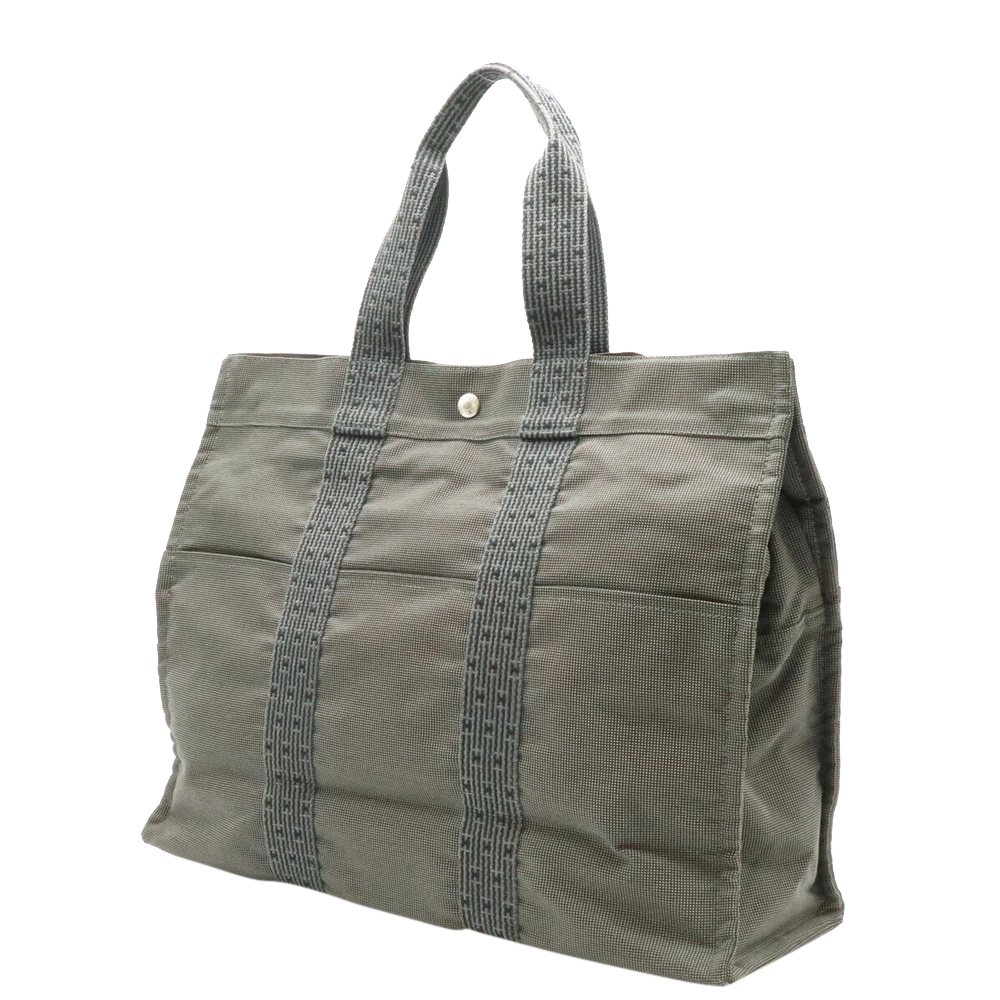 

Hermes Green Canvas Herline Tote MM Bag, Black