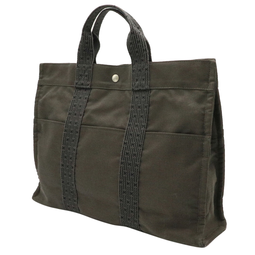 

Hermes Black Canvas Herline GM Tote Bag