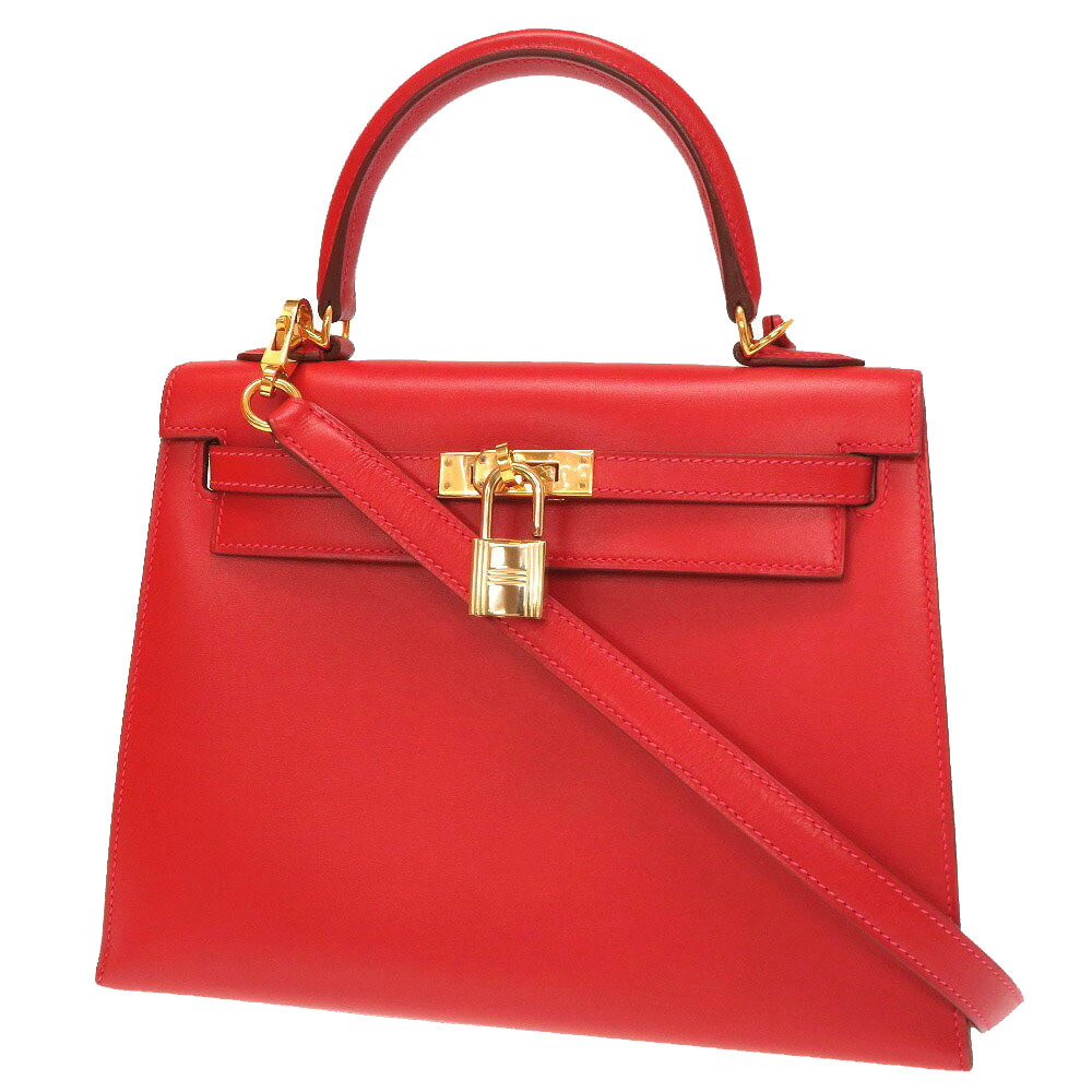 

Hermes Red Leather Box Gold Hardware Kelly Sellier 25 Bag