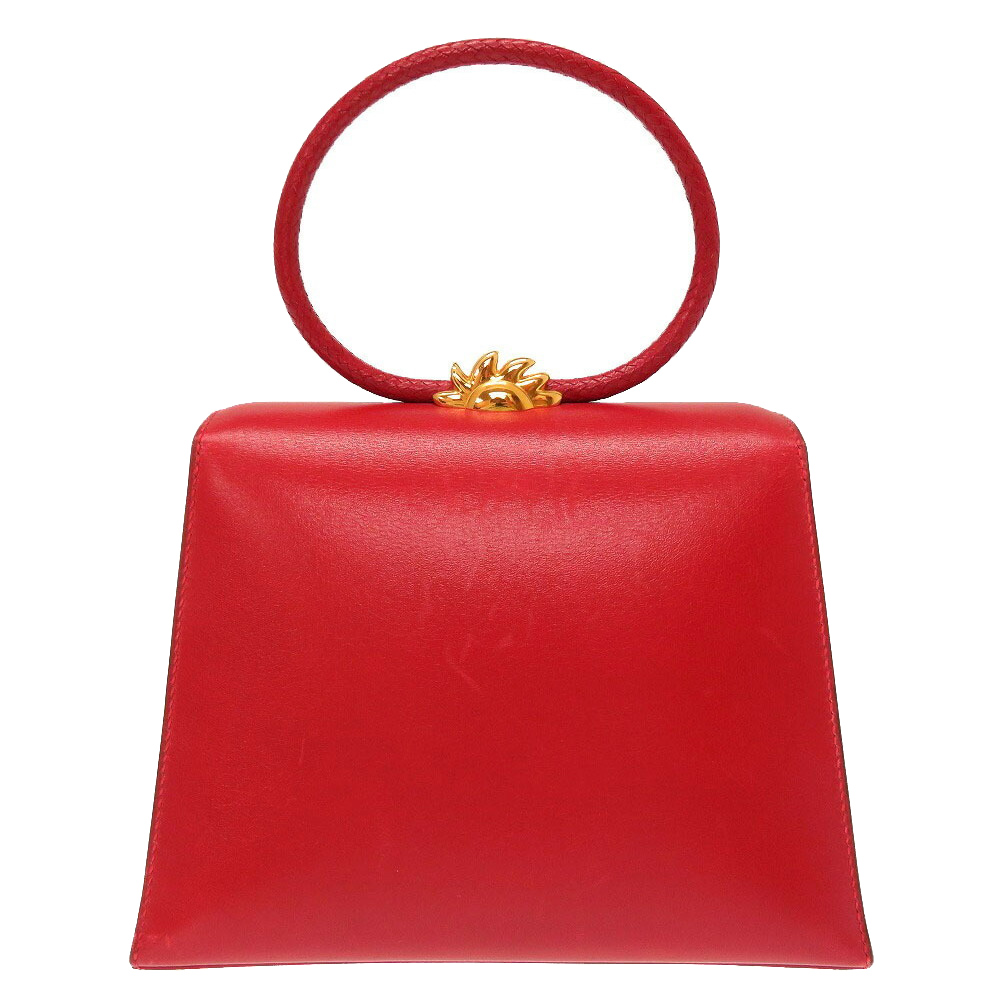 

Hermes Red Leather Vintage Ilio Top Handle Bag