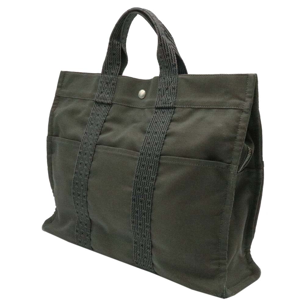 

Hermes Green Canvas Herline Tote MM Bag, Multicolor