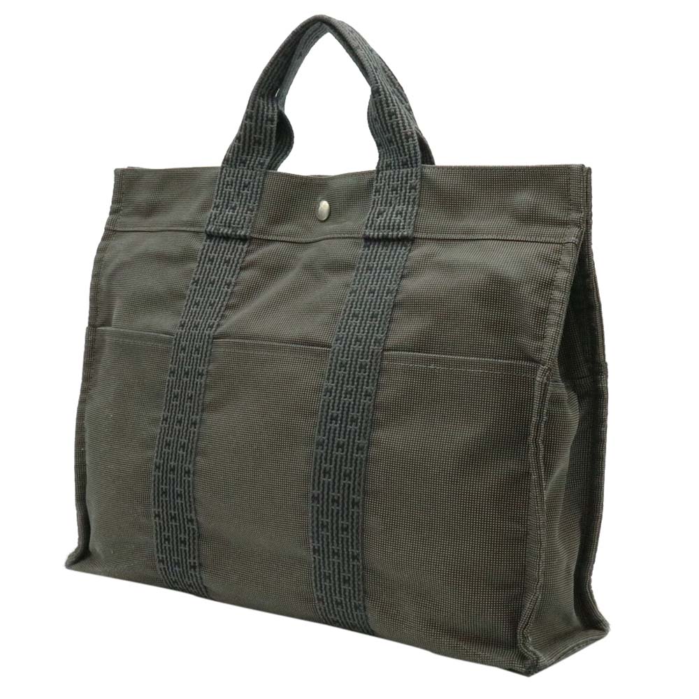 

Hermes Green Canvas Herline Tote MM Bag, Multicolor