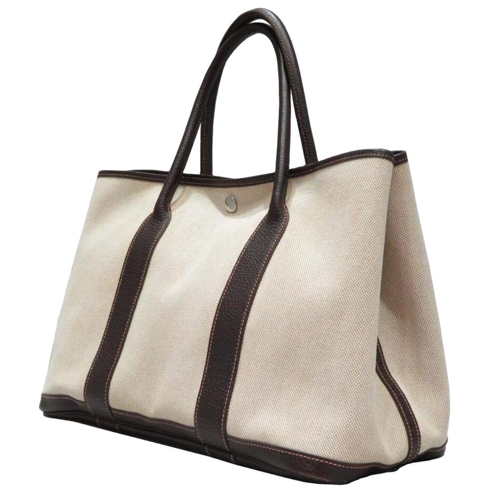 

Hermes Beige Canvas Garden Party PM Tote Bag