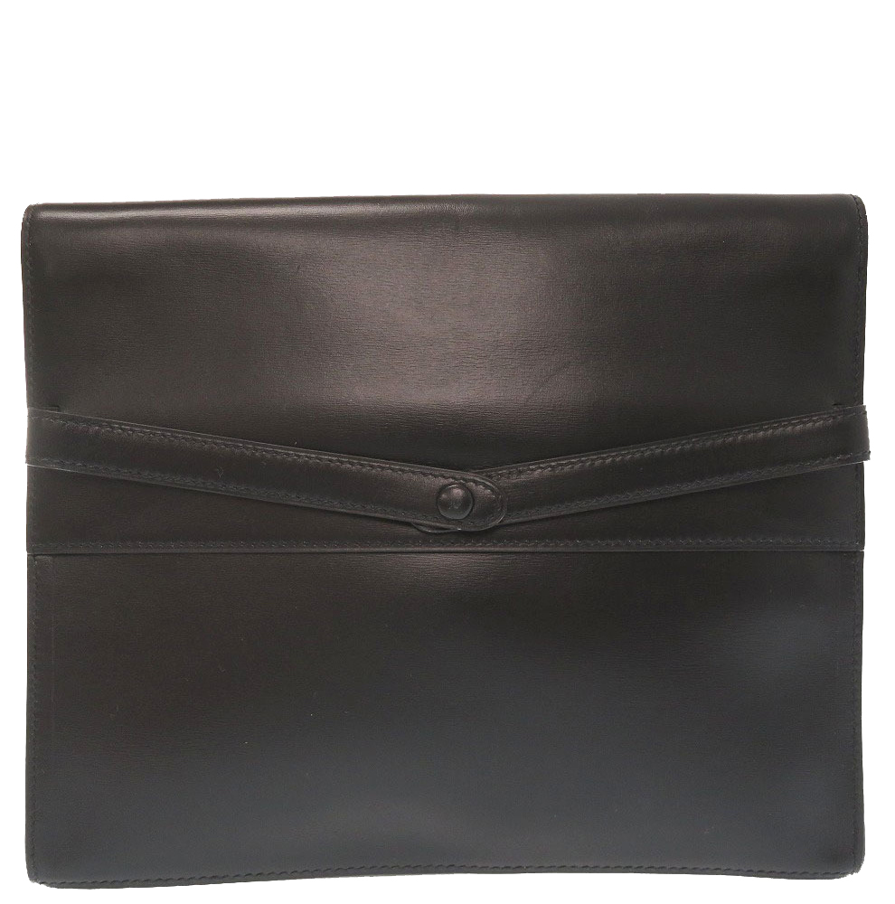 

Hermes Black Leather Vintage Clutch Bag