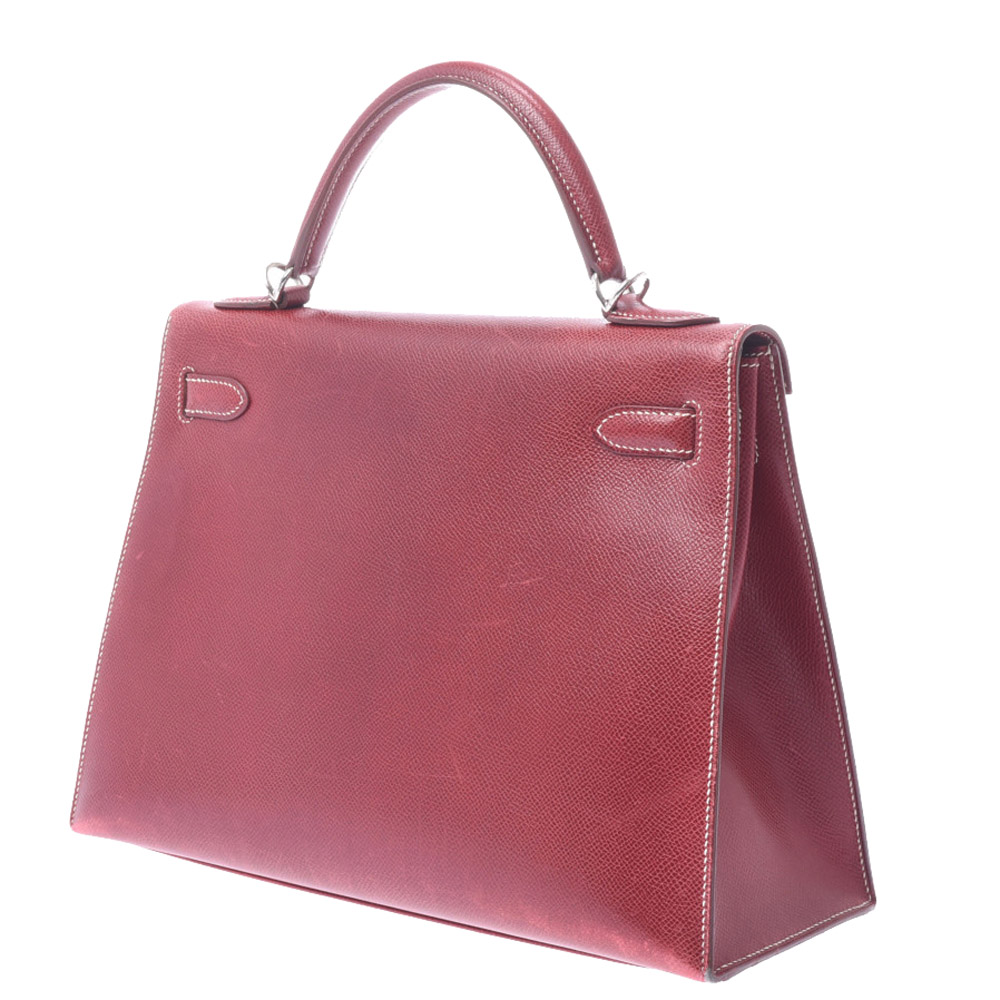 

Hermes Burgundy Leather Palladium Hardware Kelly Sellier 32 Bag