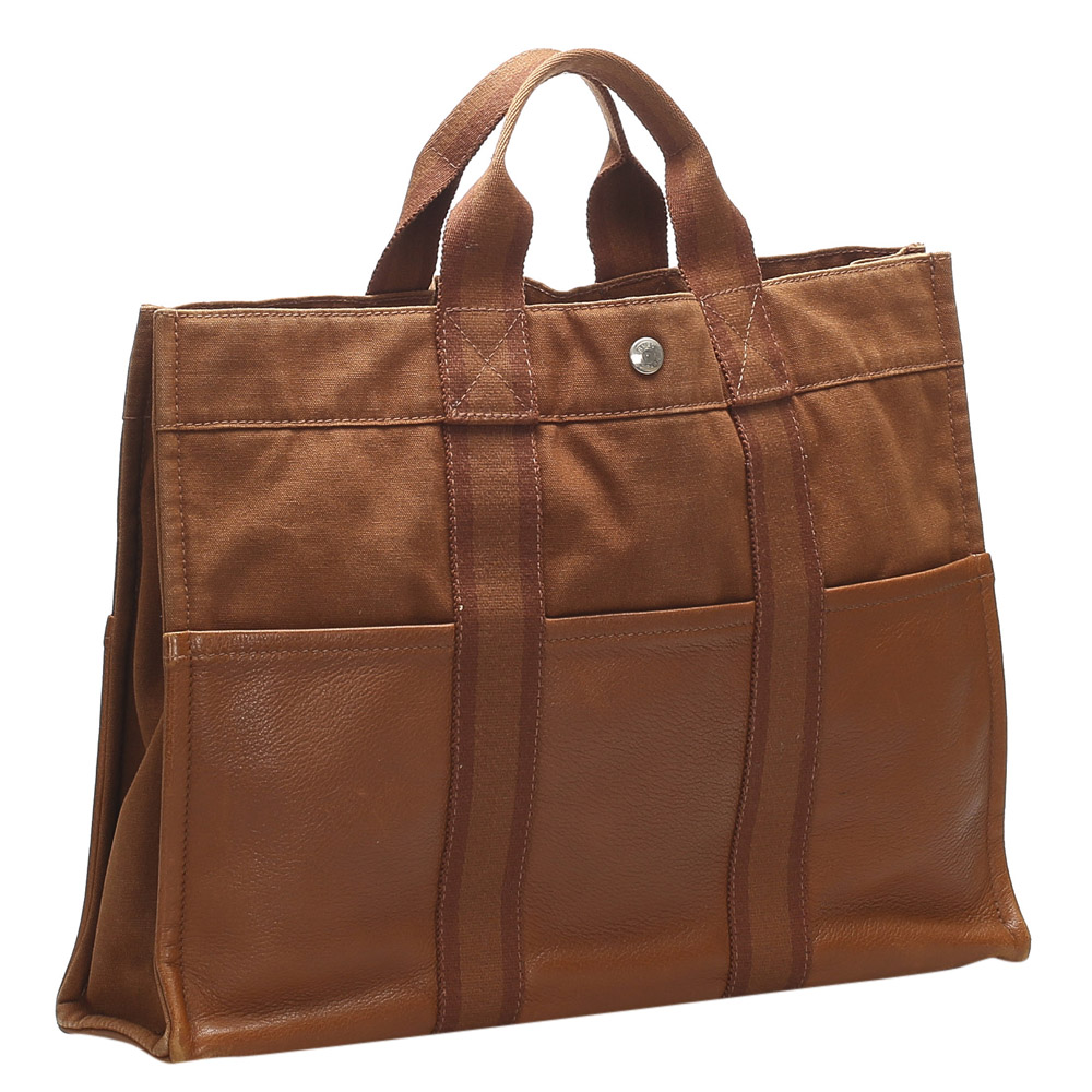 

Hermes Brown Canvas Fourre Tout MM Bag