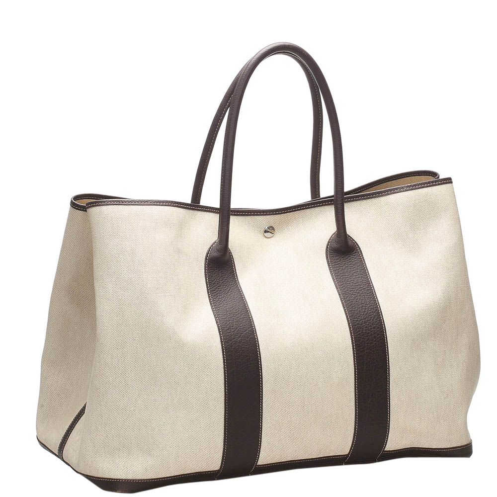 

Hermes Beige Canvas Garden Party GM Tote Bag