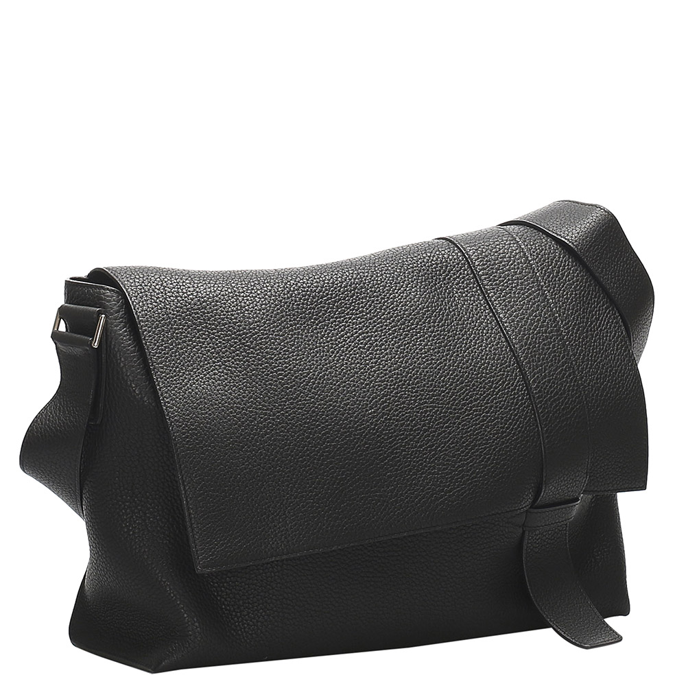 

Hermes Black Leather Alfred Bag