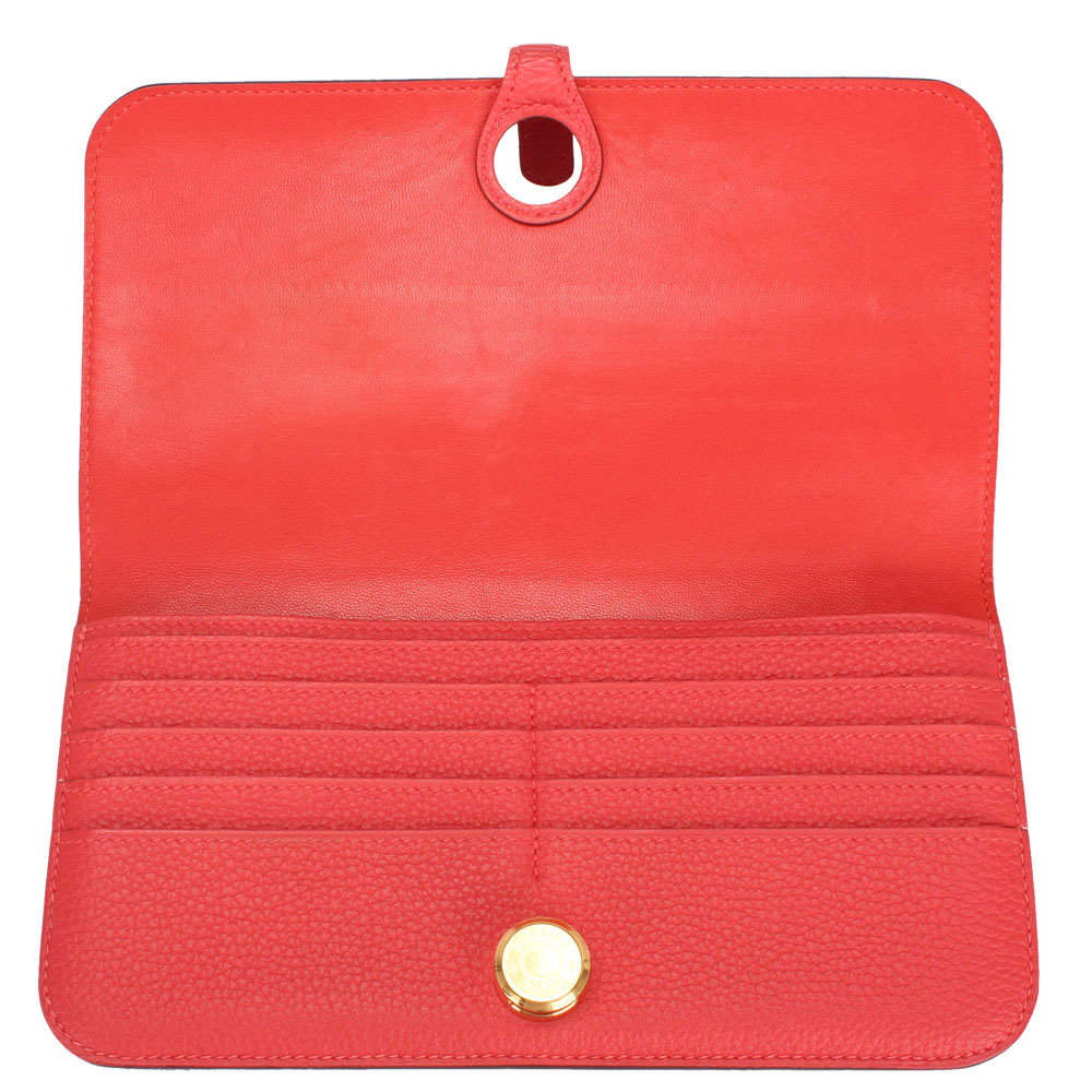 

Hermes Red Clemence Leather Dogon Duo Combined Wallet