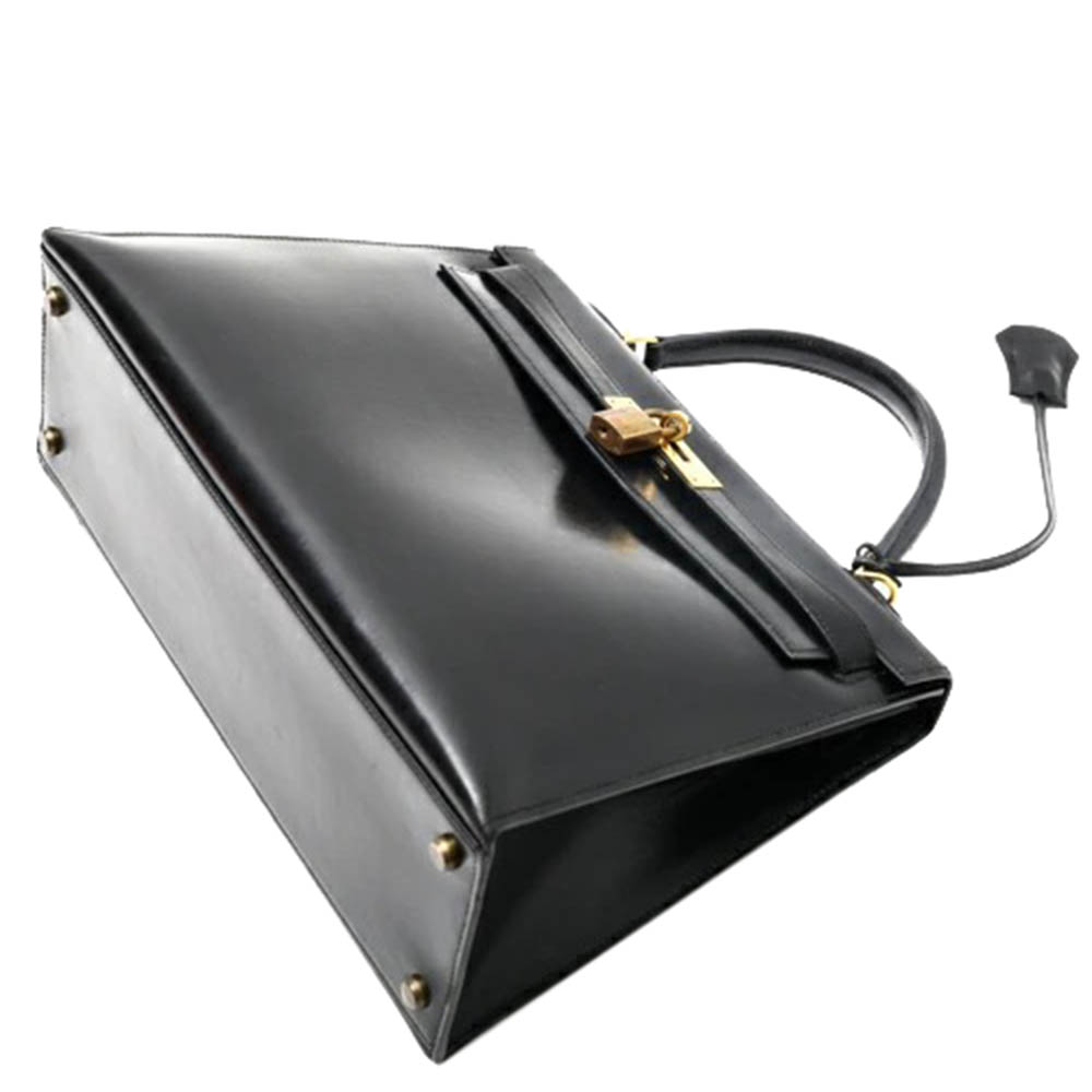 

Hermes Black Box Leather Kelly 32 Bag