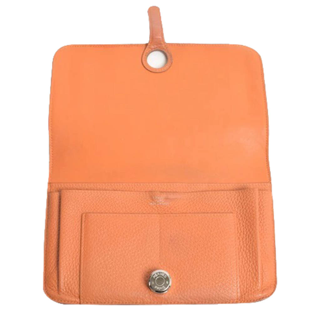 

Hermes Orange Togo leather Dogon long wallet