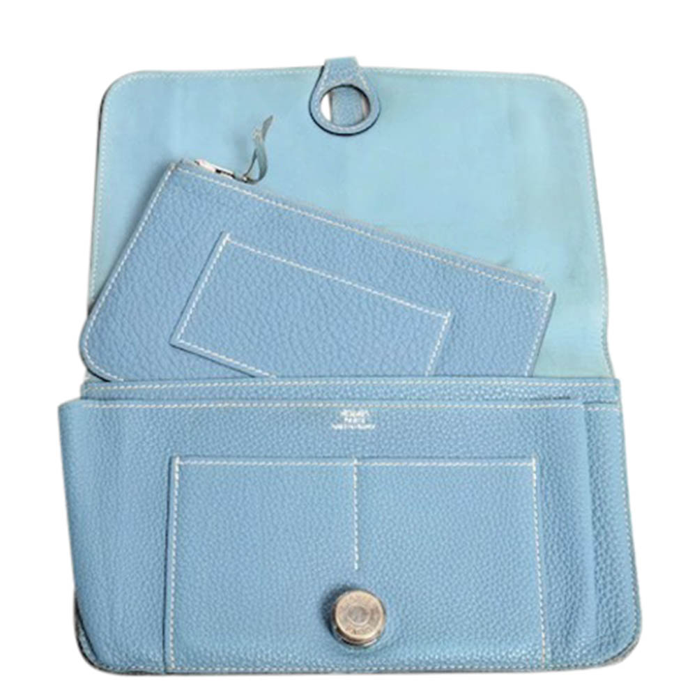 

Hermes Blue Clemence Leather Dogon Combined Wallet