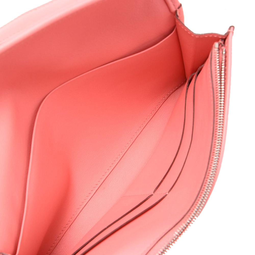 

Hermes Rose Leather Jige Duo Vaux Swift Clutch Bag, Pink