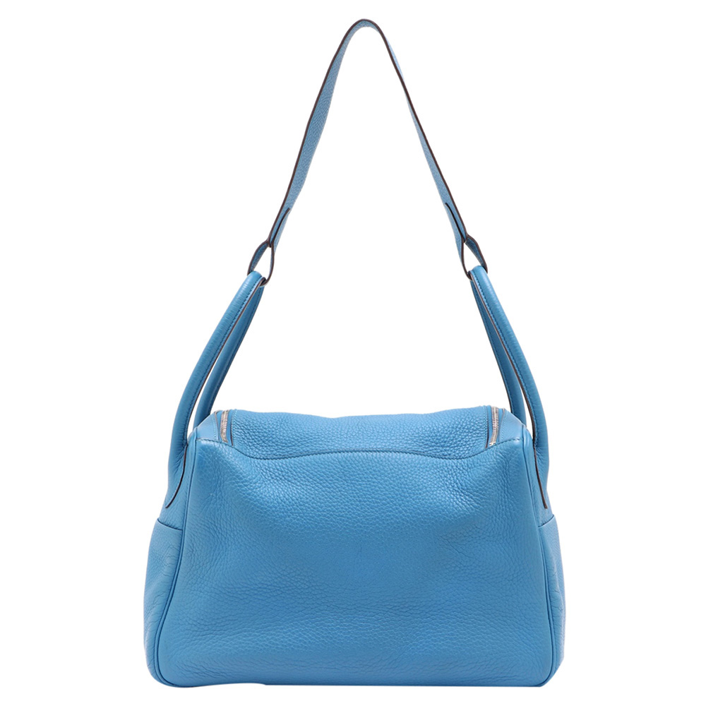 

Hermes Blue Clemence Leather Lindy 34 Bag