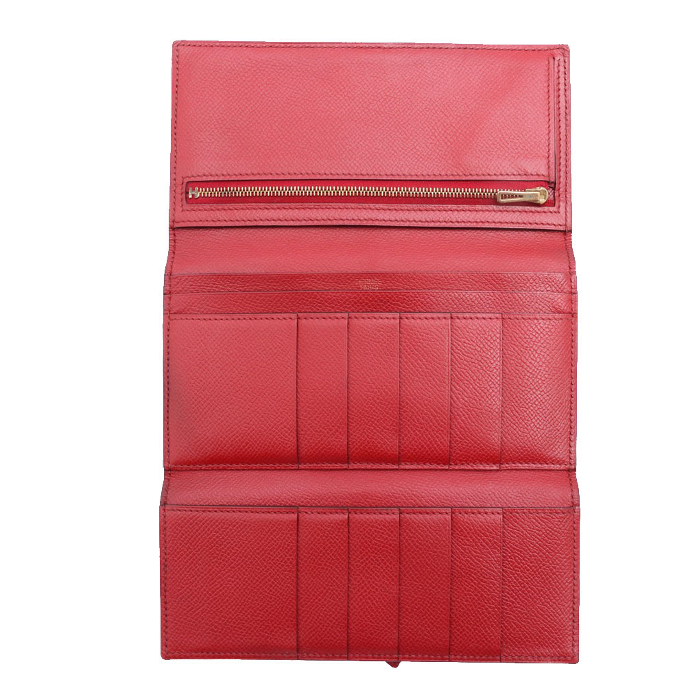 

Hermes Brown/Red Epsom Leather Bearn Wallet