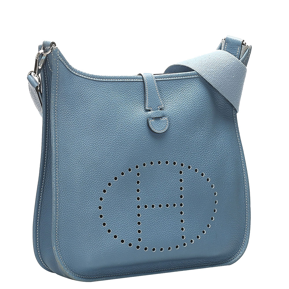 

Hermes Blue Leather Evelyne GM bag