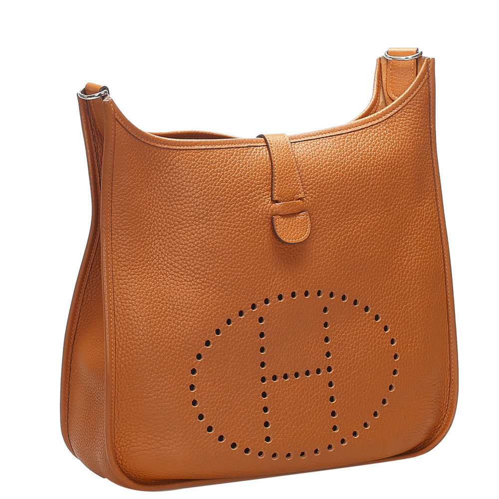 

Hermes Brown Ardennes Leather Evelyne GM Bag