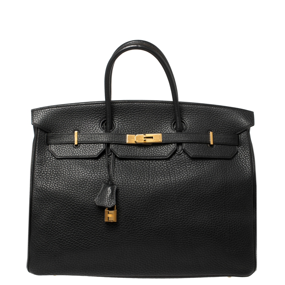 Pre Owned حقيبة هيرمس بيركين إكسسوار ذهبي جلد توغو إيتوب رصاصية كافيه 40