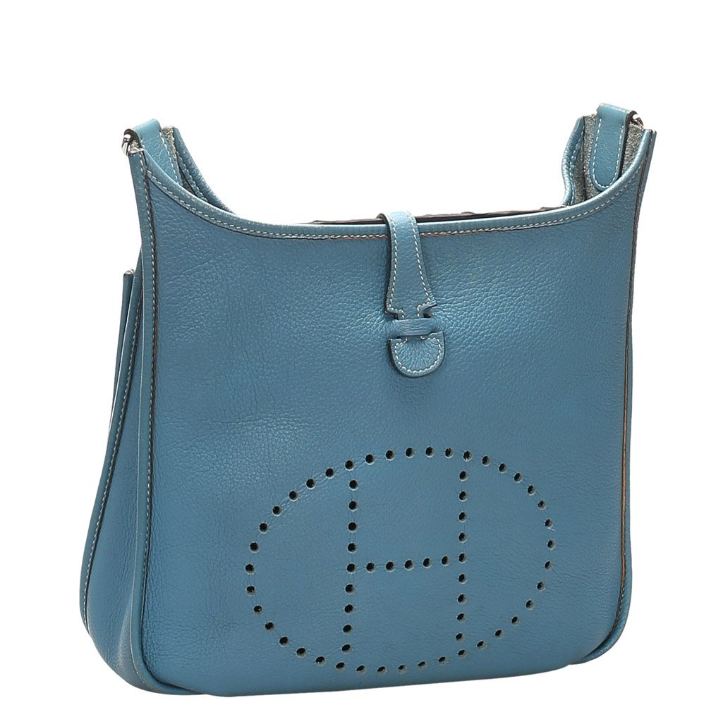 

Hermes Blue Togo Leather Evelyne PM Bag