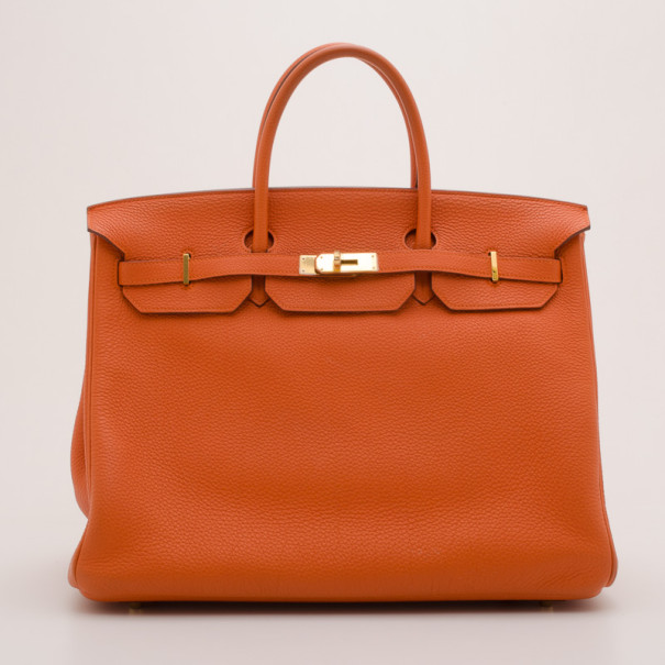 مملوكة مسبقًا Hermes Orange Togo Leather Birkin 40
