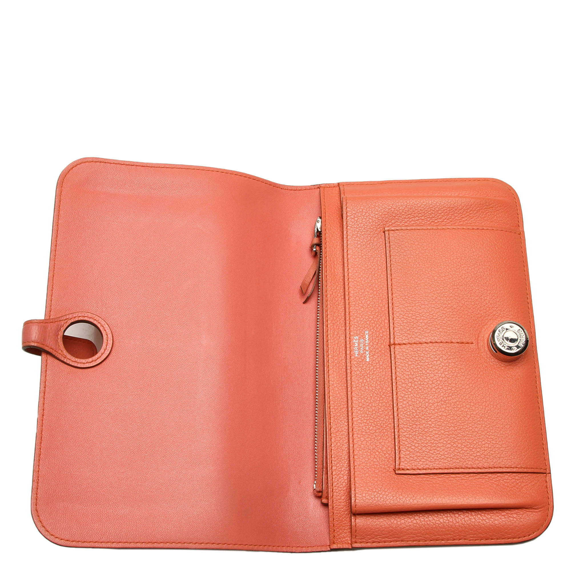 

Hermes Orange Dogon Leather Compact Wallet
