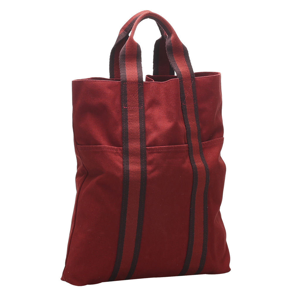 

Hermes Red Canvas Fourre Tout Cabas Tote Bag