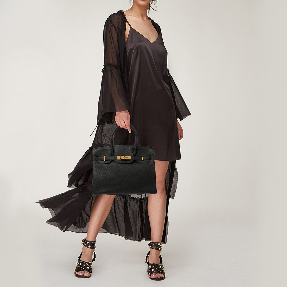 

Hermes Noir Togo Leather Gold Hardware Birkin 30 Bag, Black