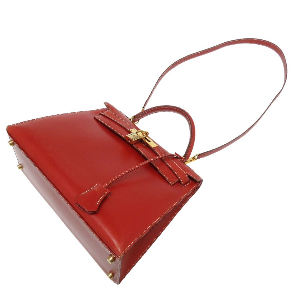 

Hermes Kelly 28 Outer Sewing Box Calf Brick Gold Hardware Brown Shoulder Bag, Red