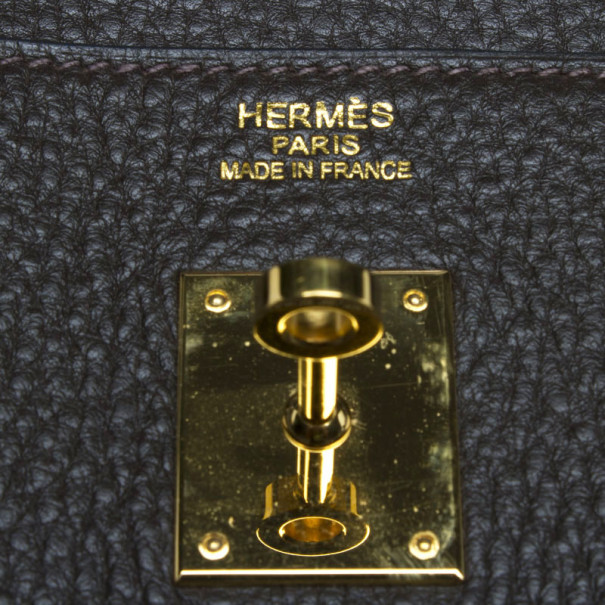 Hermes Kelly 40 Bag Tasche Chocolate Brown Schokobraun Clemence brushed  metal brosse