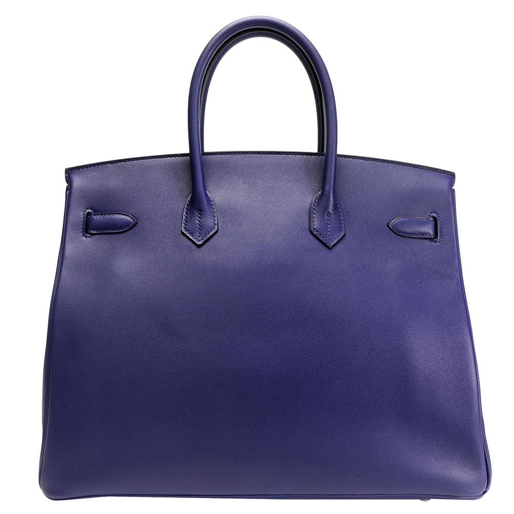 

Hermes Blue Swift Leather Limited Edition Tressage Palladium Hardware Birkin 35 Bag