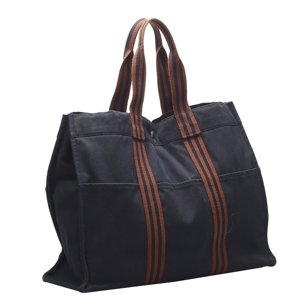 

Hermes Blue/Red Canvas Fourre Tout GM Bag, Multicolor