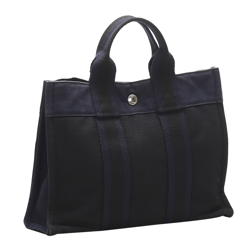 

Hermes Black Canvas Fourre Tout PM Bag