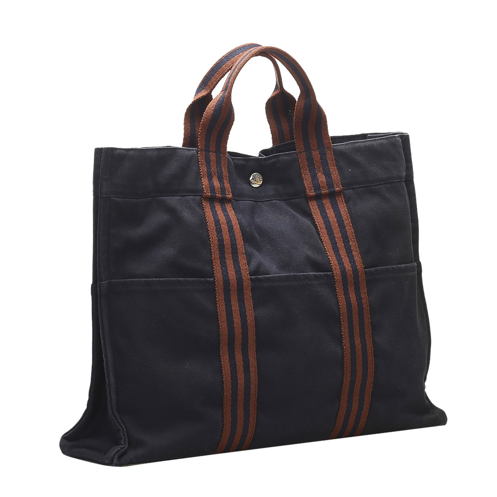 

Hermes Black Canvas Fourre Tout MM Bag, Multicolor
