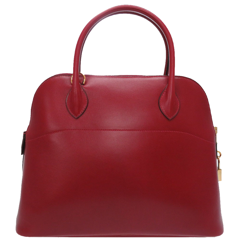 

Hermes Rouge Box Calf Leather Bolide 31 Bag, Red