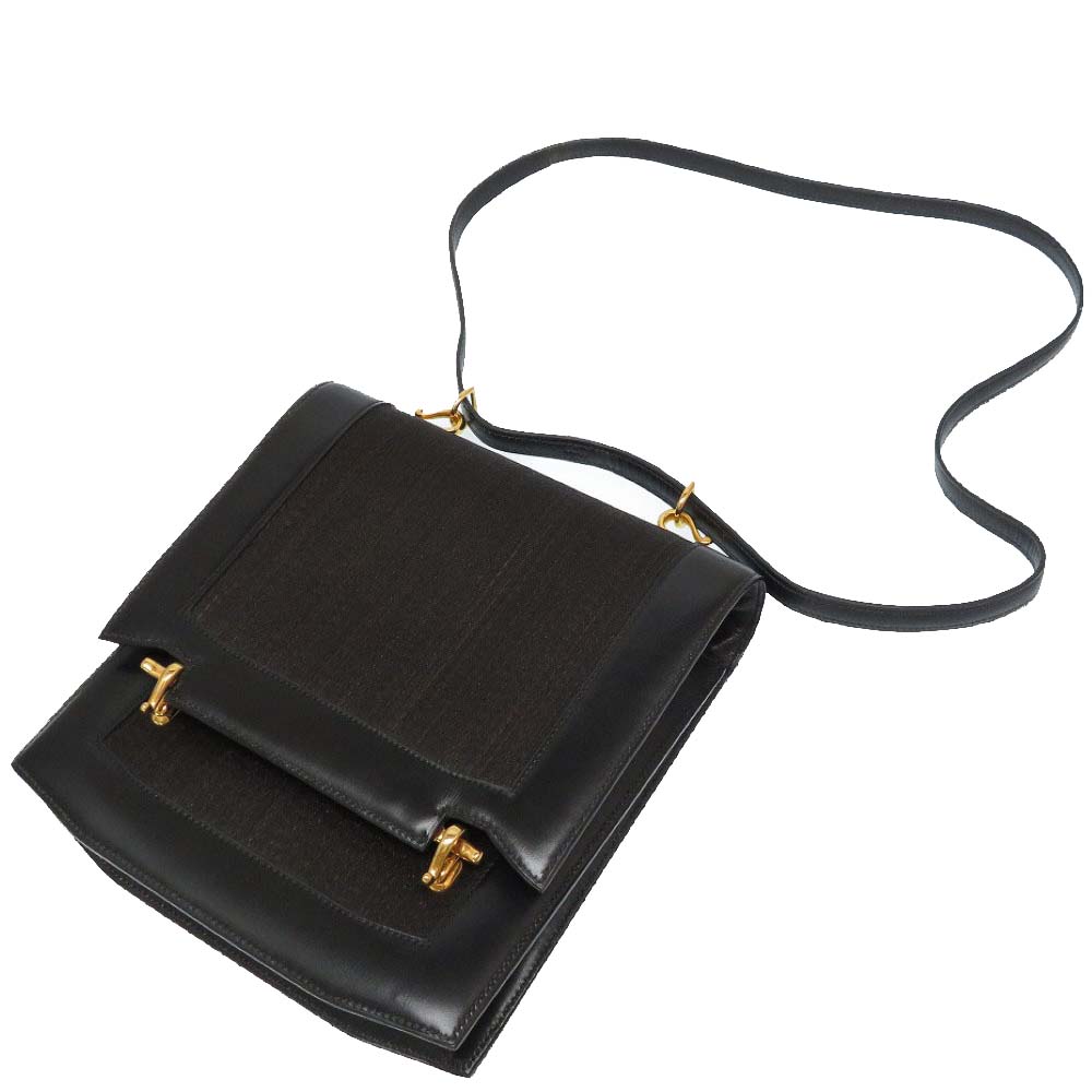 

Hermes Black Box Leather Vintage Shoulder Bag