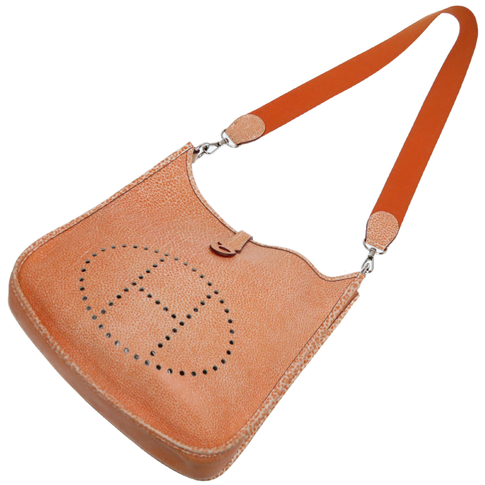 

Hermes Orange Dalmatian Leather Evelyne I PM Bag