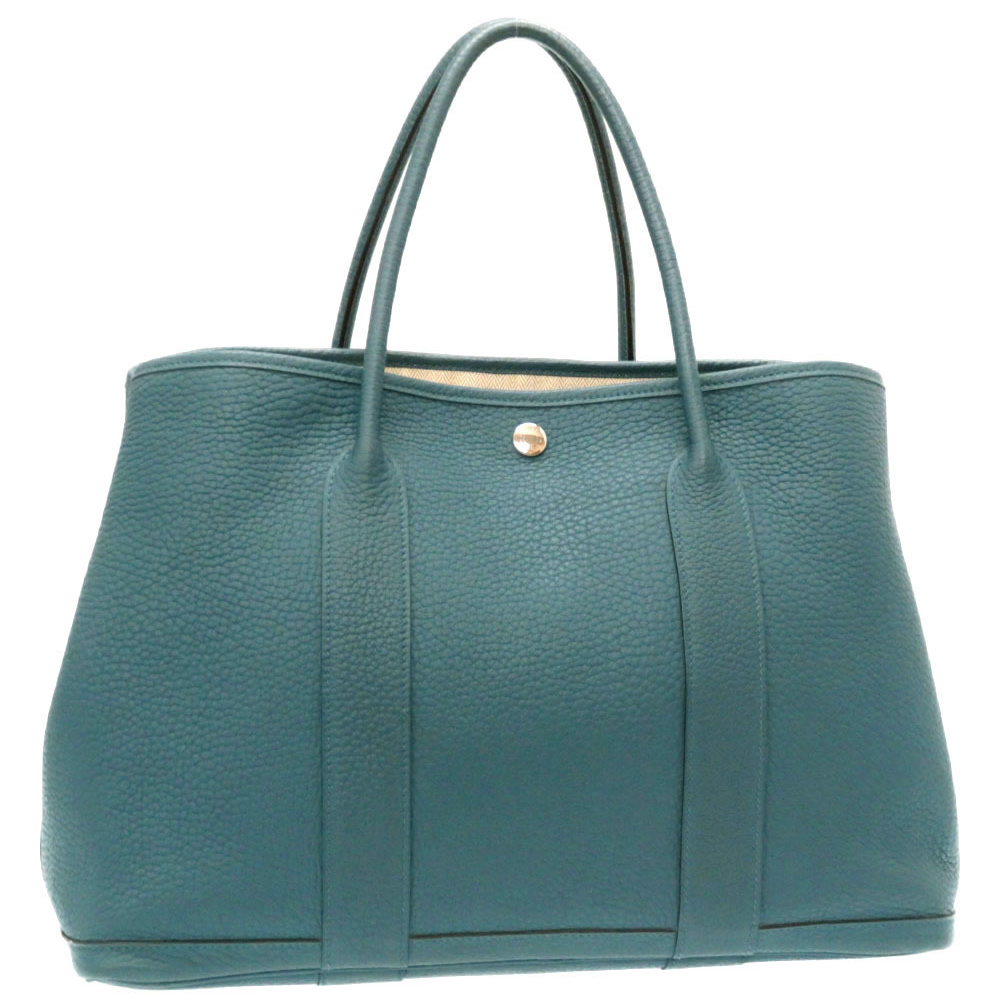 

Hermes Blue Leather Garden Party 36 Tote Bag