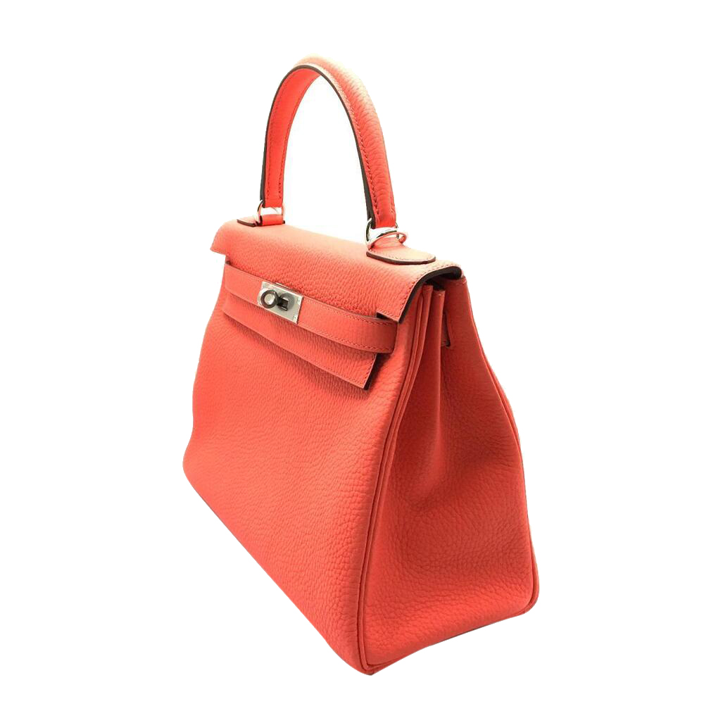 

Hermes Rose Clemence Leather 2020 Palladium Hardware Kelly Retourne 28 Bag, Orange