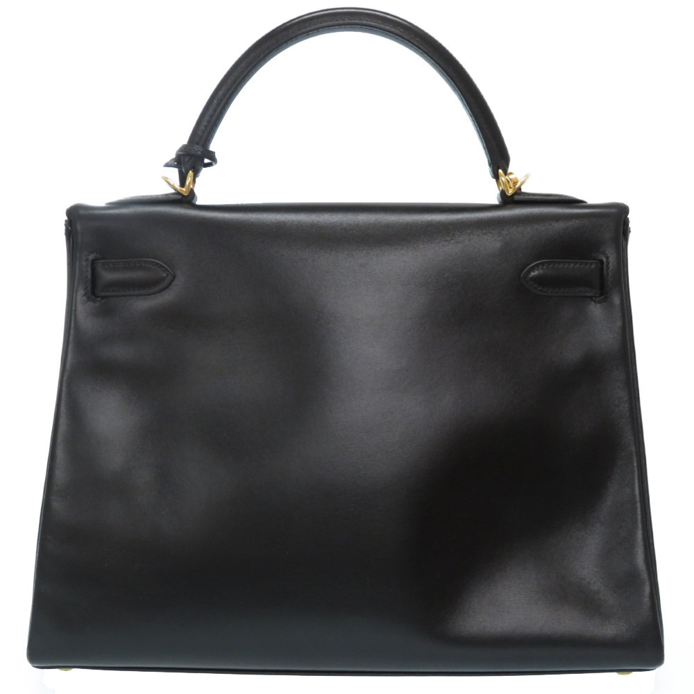 

Hermes Black Calf Leather Gold Hardware Kelly 32 Bag