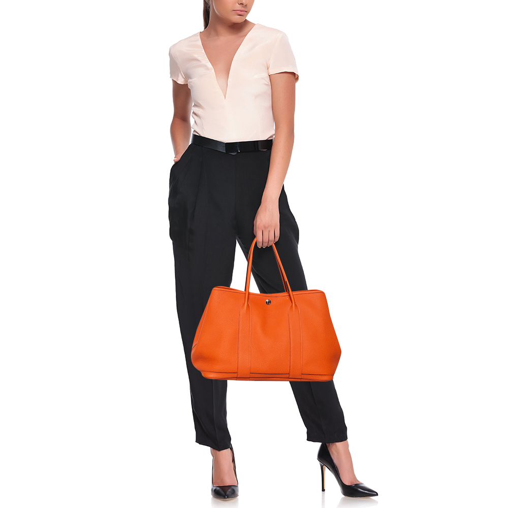 

Hermes Orange Negonda Leather Garden Party 36 Bag