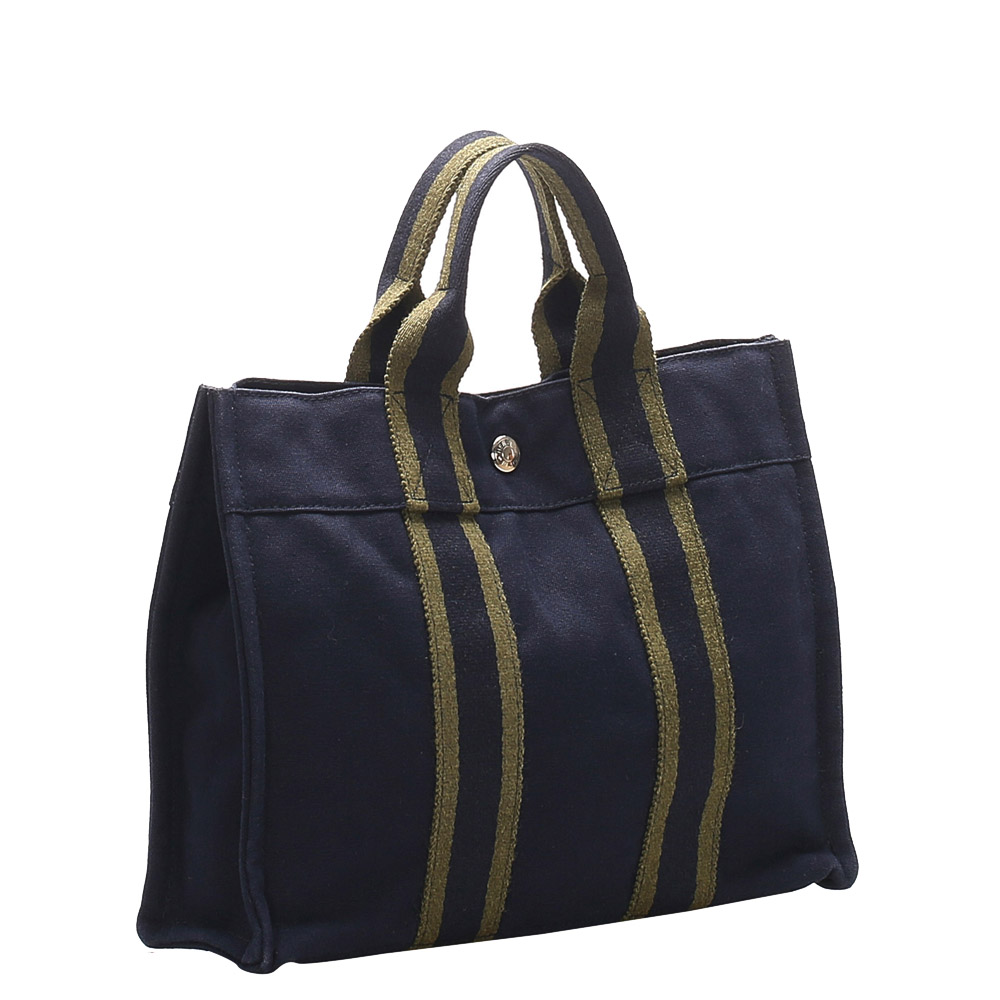 

Hermes Blue Canvas Fourre Tout PM Bag