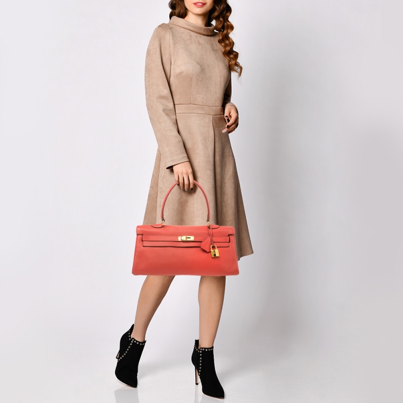 

Hermes Bougainvillea Taurillon Clemence Leather Gold Hardware Shoulder Kelly 42 Bag, Pink