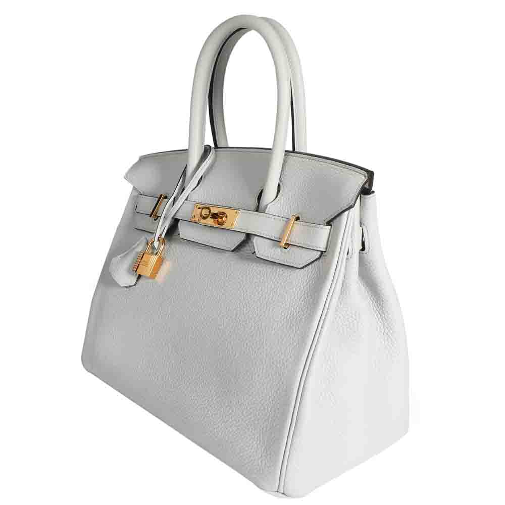 

Hermes White Clemence Leather Birkin 30 Bag