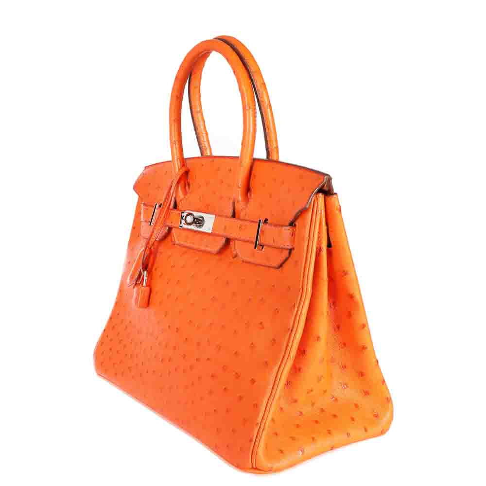 

Hermes Tangerine Ostrich Leather Birkin 30 Bag, Orange